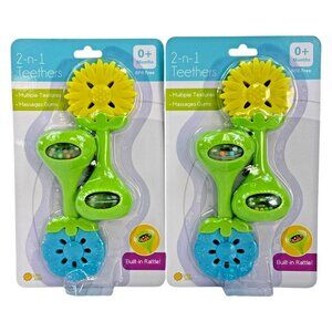 2-In-1 Baby Teethers With Rattle BPA Free Multiple Textures (2-Pack)